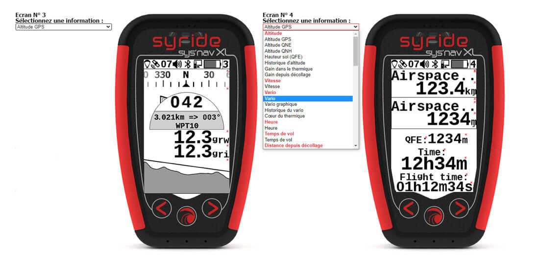 Alti-vario-GPS SYS'Nav XL Syride - écran personnalisable